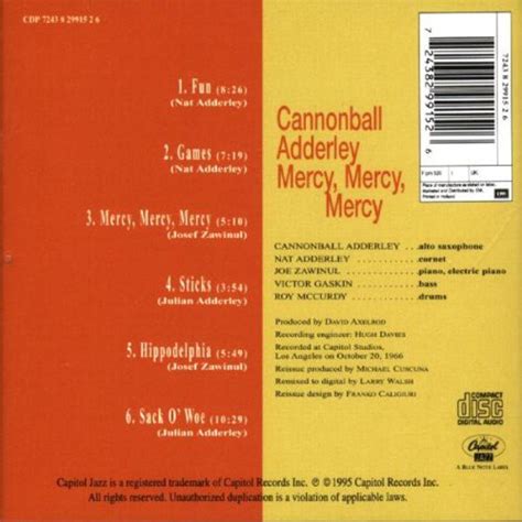 Cannonball Adderley Quintet: Mercy, Mercy, Mercy ! - CD | Opus3a