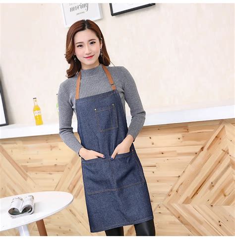 1pc Kitchen Restaurant Work Denim Apron Antifouling Cowboy Chef Cooking Apron Woman Men Cafe