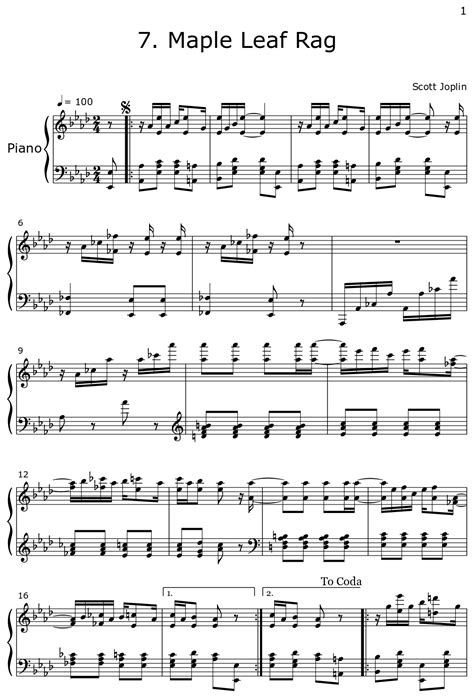 7 Maple Leaf Rag Sheet Music For SF Computer Lead Synth