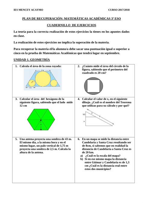 PDF PLAN DE RECUPERACIÓN MATEMÁTICAS PLAN DE RECUPERACIÓN