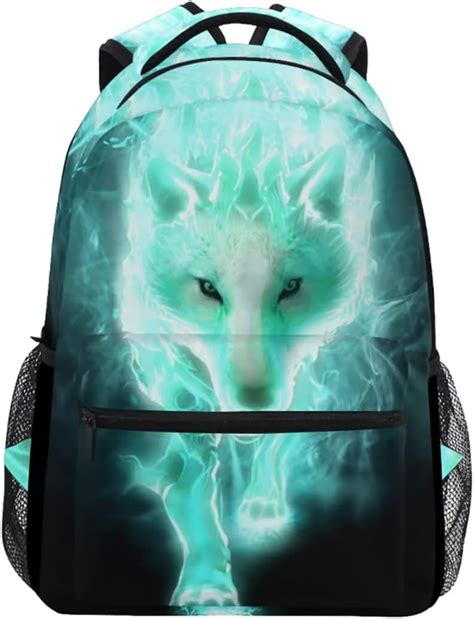 Nerxy Lightweight Cool Cyan Wolf Backpacks Girls School