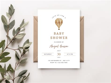 Hot Air Balloon Baby Shower Invite Hot Air Balloon Baby Shower Baby Balloon Invite Gender