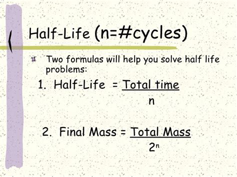 Half Life Chemistry Formula