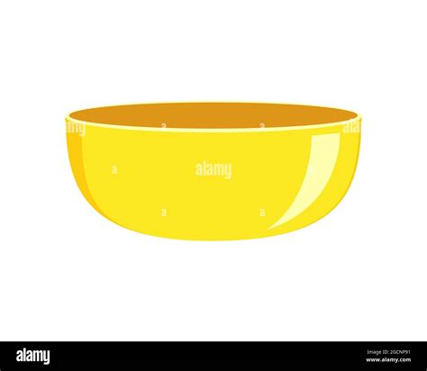 Empty Yellow Plastic Or Ceramic Bowl Isolated On White Background