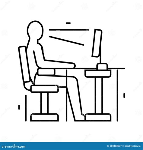 Ergonomics Principles Mechanical Engineer Line Icon Vector Illustration