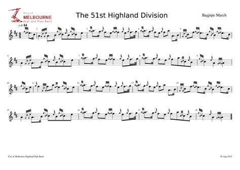 51st Highland Division Bagpipe March 24 Sheet Music For Pipes Solo