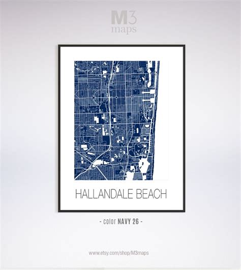 Hallandale Beach Florida Hallandale Beach FL Map Hallandale - Etsy