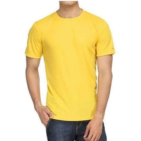 Mens Polyester Yellow Plain T Shirt Round Neck At Rs 75 Piece In