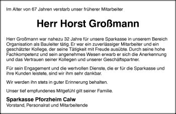 Traueranzeigen Von Horst Gro Mann Schwarzw Lder Bote Trauer