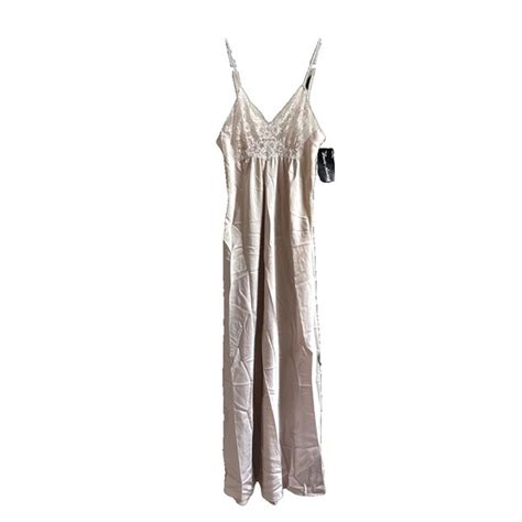 Vintage Intimates Sleepwear Vintage Lucie Ann Nude Cream Satin Maxi Slip Dress Nightgown