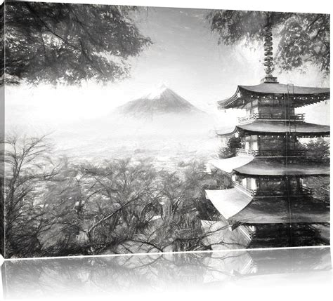 Pixxprint Temple Japonais L Automne Effet De Dessin Au Fusain Format