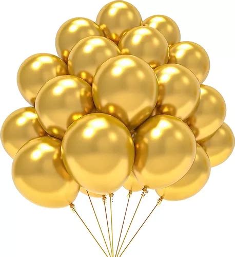 100 Globos Dorados Metalicos Globos Latex Dorado Cromado 12 Cuotas