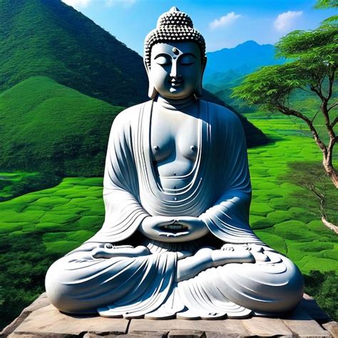 Premium Photo Buddha Statue With Nature Landscape