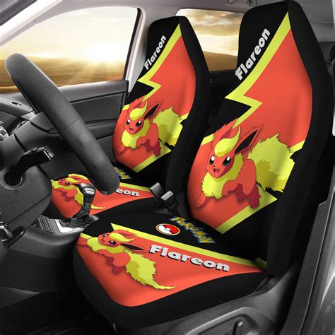 Red Flareon Eevee Evolution Pokemon Premium Custom Car Seat Covers Dec