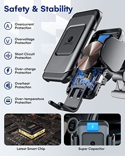 Zeehoo Wireless Car Charger W Fast Charging Auto Clamping Car Mount