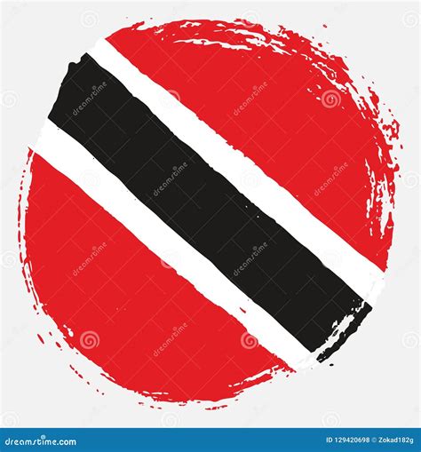 Trinidad And Tobago Circle Flag Vector Hand Painted With Rounded Brush