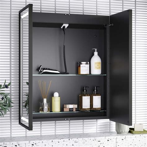 Mia Black Framed Illuminated Led Mirror Cabinet X Mm