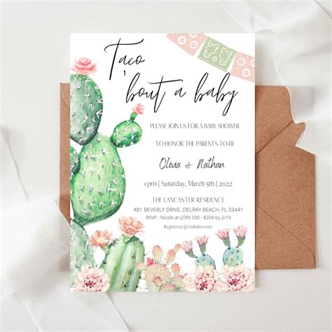 Taco Bout A Baby Invitation Taco Baby Shower Invitation Taco Baby