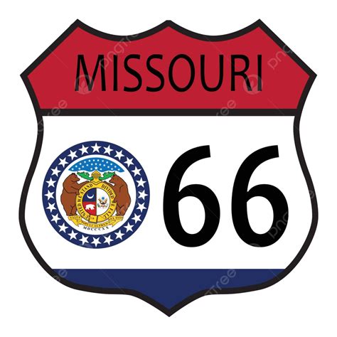 Route 66 Missouri Sign And Flag Six Drawing Missouri Vector Six Drawing Missouri Png And