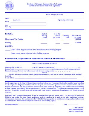 Enrollment And Salary Reduction Agreement Doc Template Pdffiller