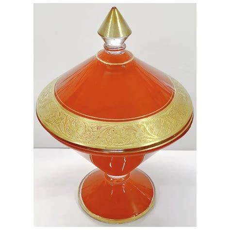 Vintage Czechoslovakian Glass Lidded Dish Ruby Lane