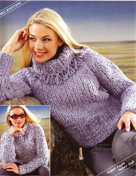 Womens Super Chunky Sweater Knitting Pattern Pdf Ladies Polo Etsy