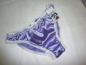 LILAC MAUVE Shiny SATIN Panties Low Rise BIKINI BRIEFS Ivory Lace Made