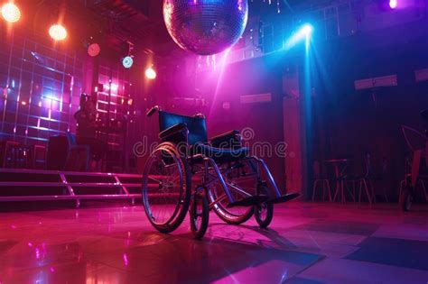 Wheelchair On Dance Floor Under Disco Ball Celebrating Joy Of Movement