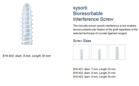 sysorb Bioresorbable Interference Screw طب پیشرو وسعت