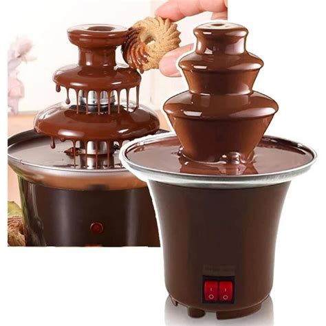 Fontaine à chocolat électrique TRAHOO 3 niveaux 350W Marron