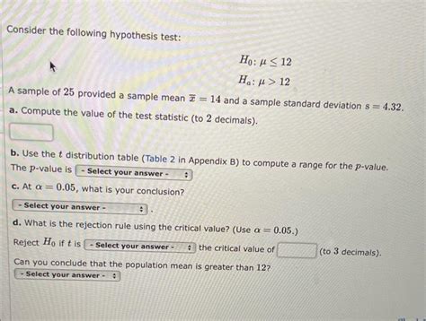 Consider The Following Hypothesis Test