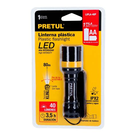 Ficha Tecnica Linterna plástica 1 LED 40 lm de 1 pila AA Pretul