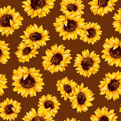 Sunflowers On Brown Fabric By The Yard 100 Quilt Cotton Etsy