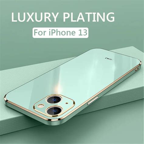 Luxe Glossy Vierkante Plating Telefoon Case Op Voor Iphone 13 12 Pro