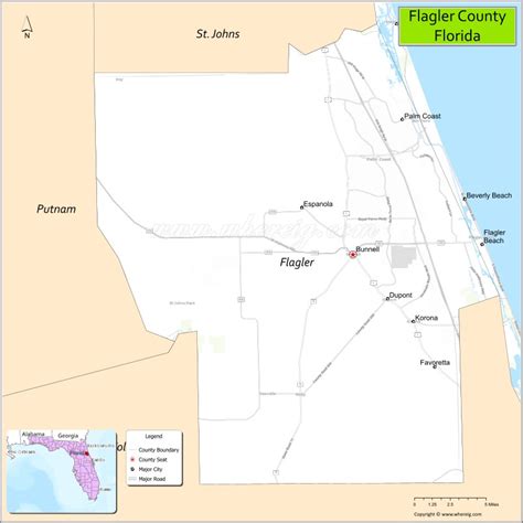 Flagler County Map Florida Usa Check Major Cities And Towns County