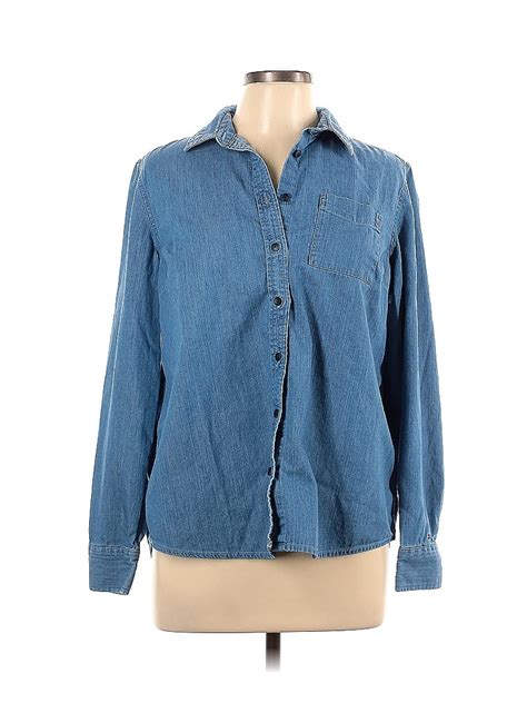 Tommy Hilfiger 100 Cotton Solid Blue Long Sleeve Button Down Shirt