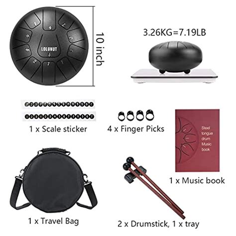 10 Inch Steel Tongue Drum 11 Notes Matte Black Pan Drum With Travel Bag