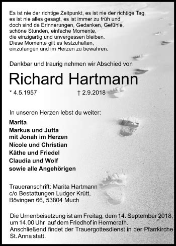 Traueranzeigen Von Richard Hartmann Wirtrauern