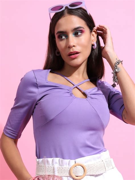 Buy Tokyo Talkies Purple Solid Fitted Top For Women Online At Rs259 Ketch