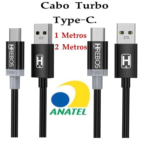 Cabo Type C Turbo A Carregamento R Pido Preto E Metros Hrebos