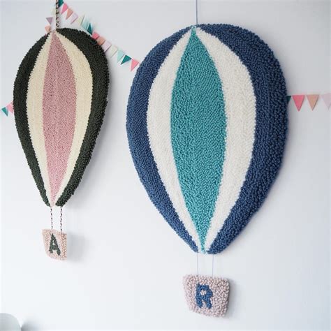 Hot Air Balloon Nursery Wall Hanging With Personalised Basket Etsy