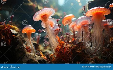 Vibrant Sea Anemone Sways Gracefully Beneath The Crystal Clear Waters