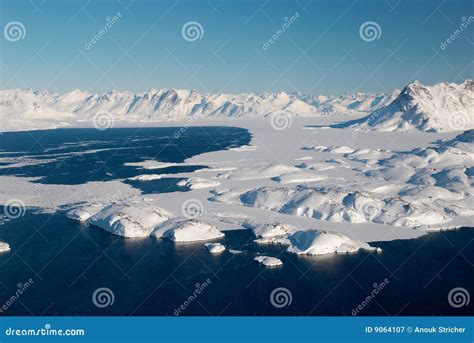 Greenland, Ice Floe and Mountains Stock Image - Image of white, snow ...