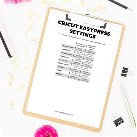 Cricut Easypress Heat Guide Settings Free Printable Awesome Alice