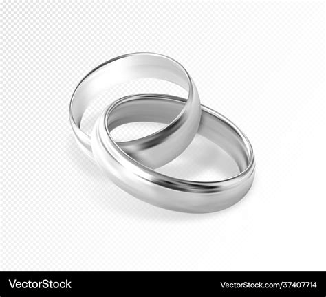 Two interlocking silver or platinum wedding rings Vector Image