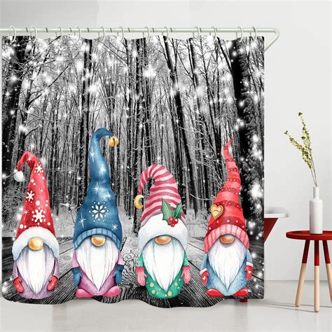 Newhomestyle Christmas Shower Curtain For Bathroom Accessories