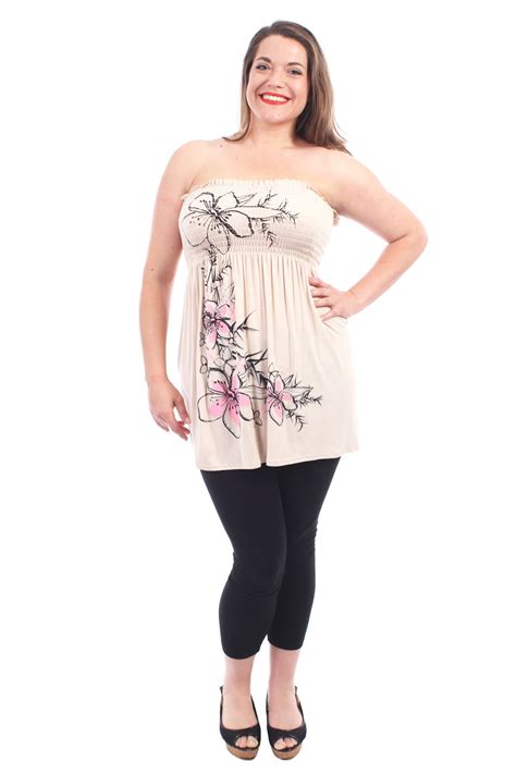 New Ladies Plus Size Boob Tube Floral Sheering Tops Ebay