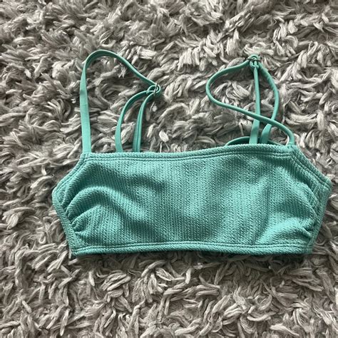 Xhilaration Women S Blue And Green Bikini And Tankini Tops Depop