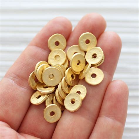 10pc Matte Gold Heishi Beads Rondelle Beads Gold Heishi Gold Spacer Beads Disc Beads Large