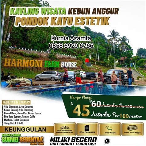 Jual Tanah Kavling Luas 100m2 Lokasi Kavling Harmoni Farm House Di